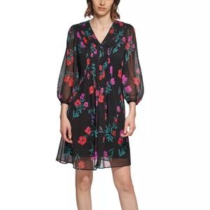 Calvin Klein Floral Print Shift Dress - Sz 14